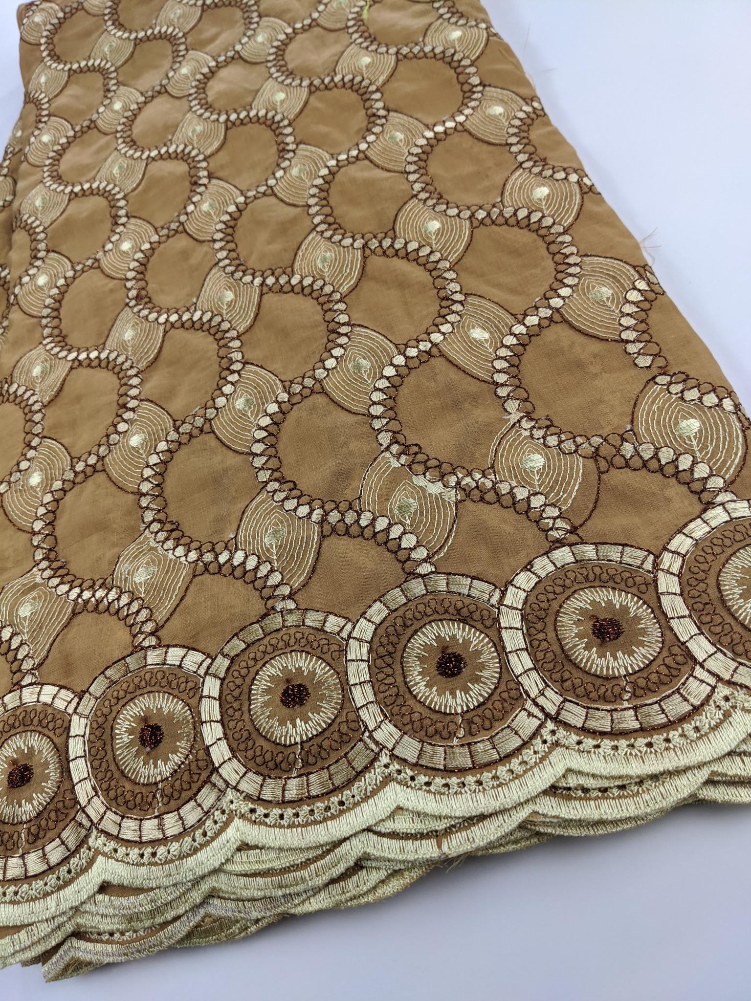 Brown & Gold Cotton Lace