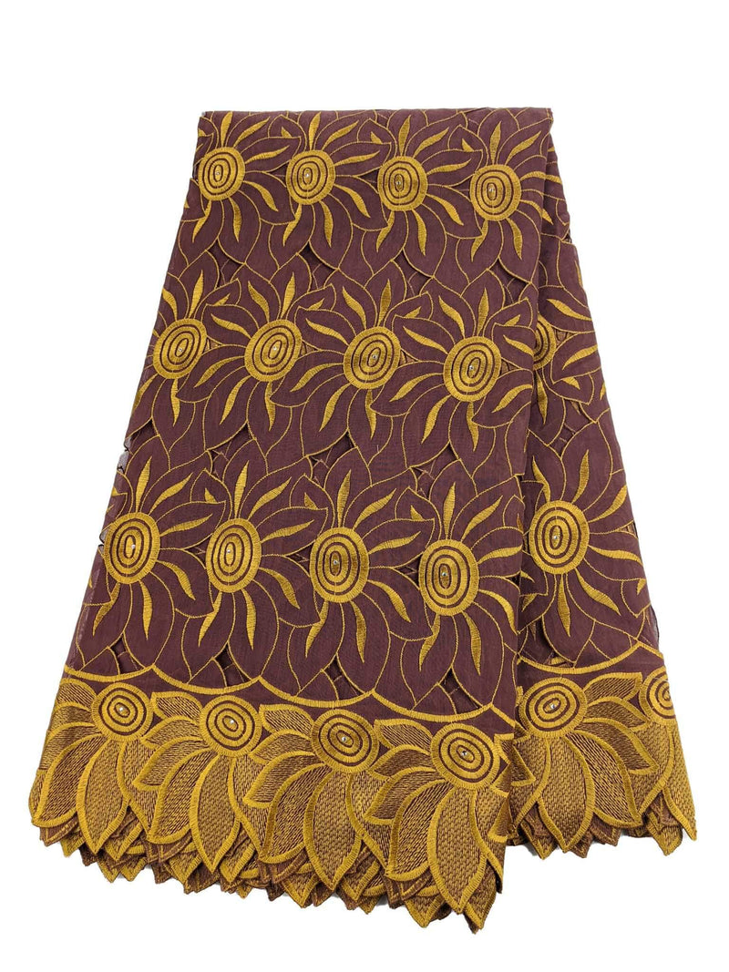 Brown & Gold Handcut Cotton Lace