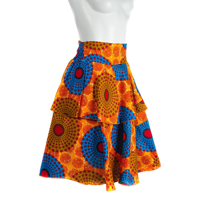 Multicolored Ankara Wax Skirt