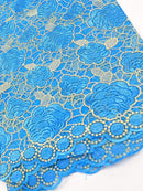 Blue & Gold Net Lace