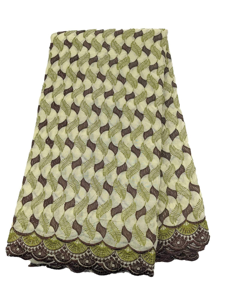 Brown & Green Cotton Lace