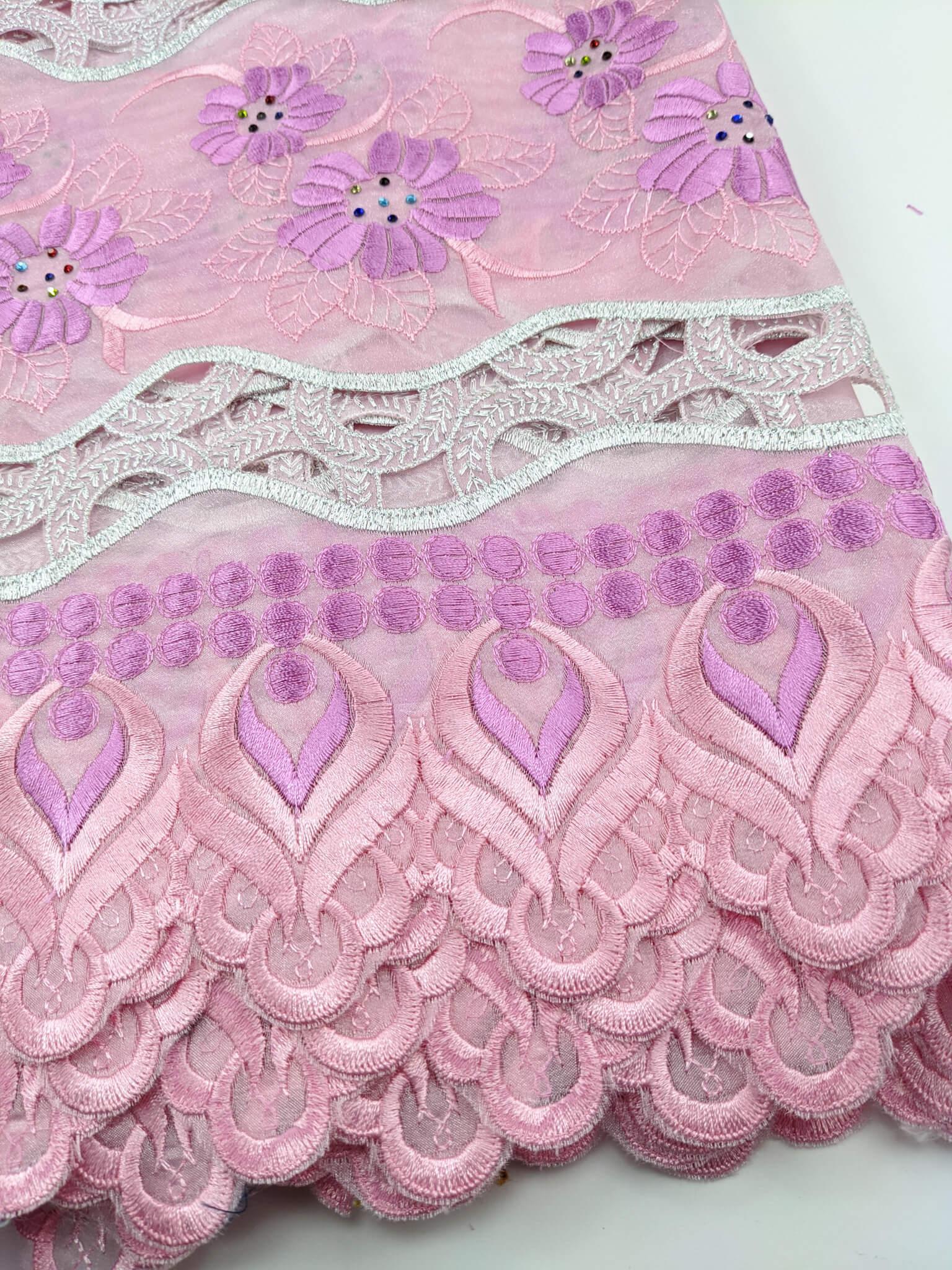 Pink & Silver Organza Lace