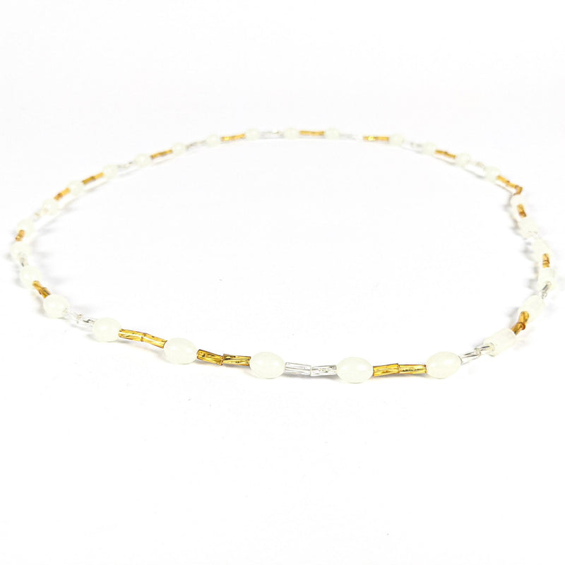 Gold & White Elastic Waist Beads