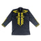 Men's Collard Black & Gold Embroidery Long Sleeve Top