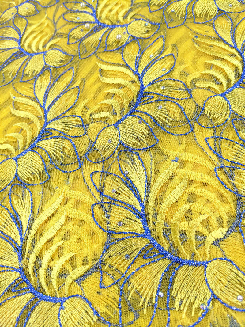 Yellow & Blue Net Lace