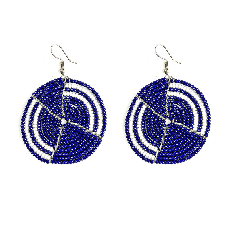 Circular Blue Maasai Beaded Earrings