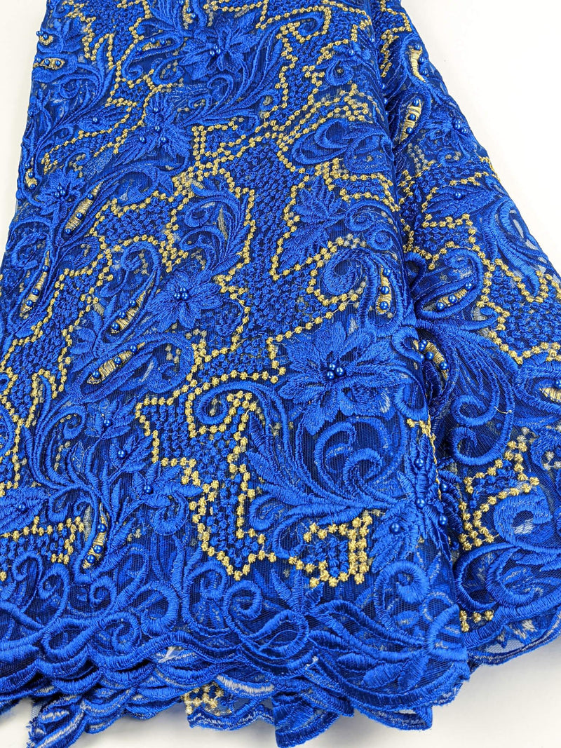 Blue & Gold French Lace