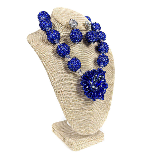 Blue Ball Beaded Necklace