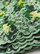 Shades Of Green Guipure Net  Lace