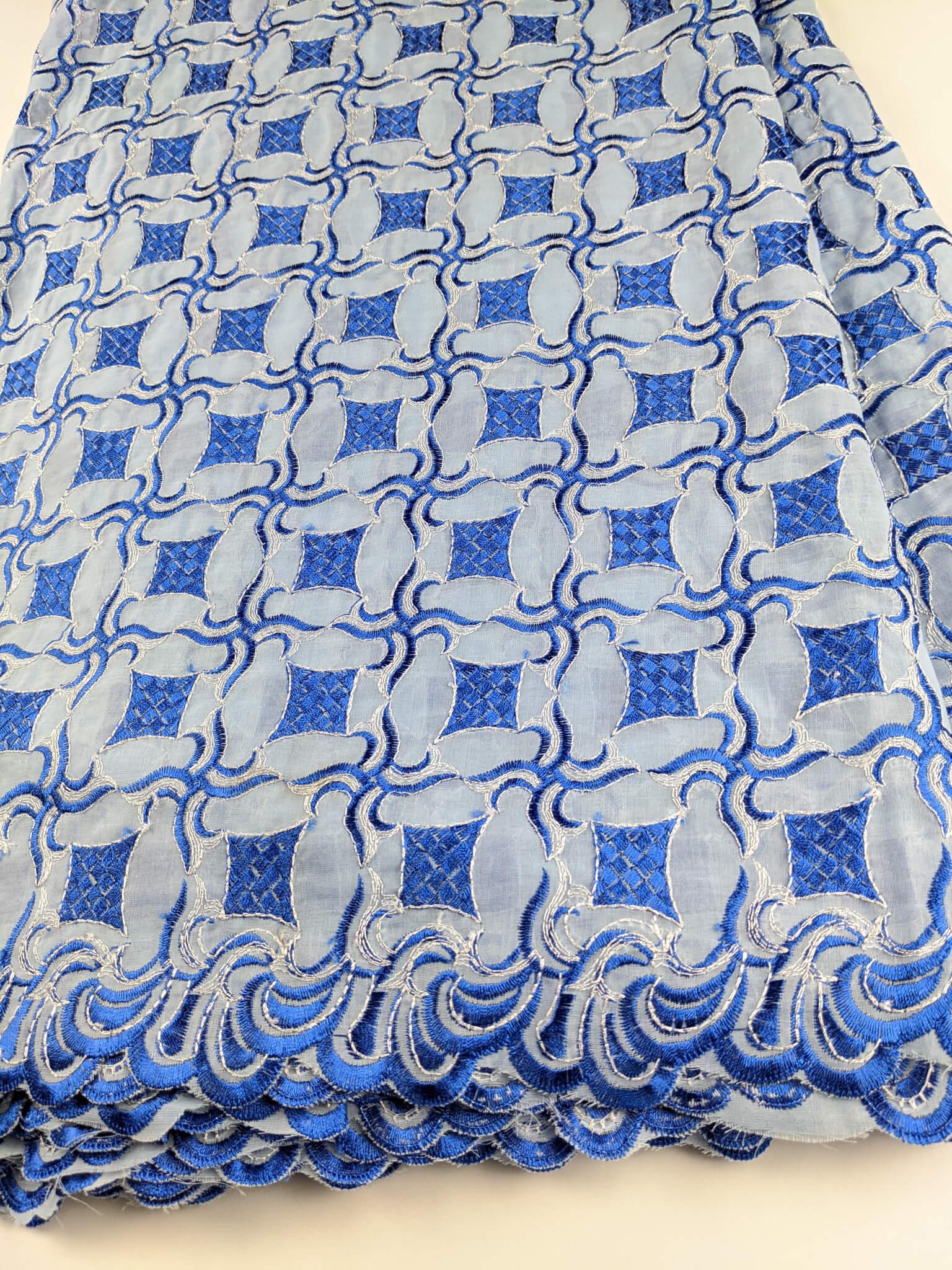 Blue & Silver Cotton Lace