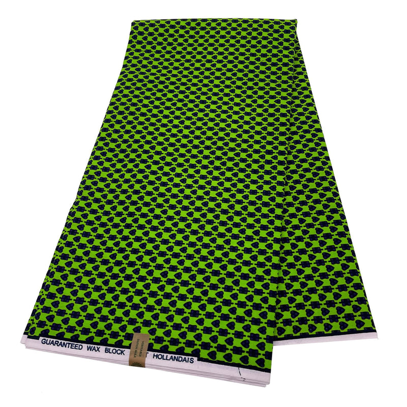 Green Block Wax Print Fabric - 6 Yards