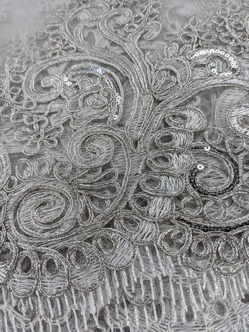 Silver Cord Net Lace
