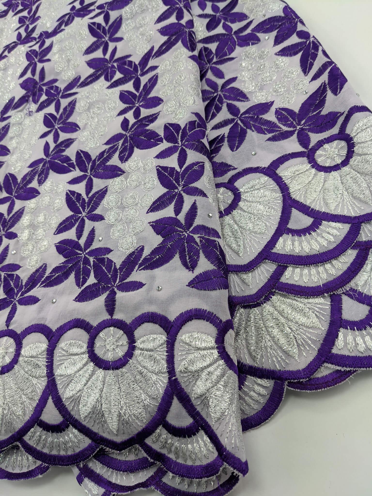 Purple, White & Silver Cotton Lace