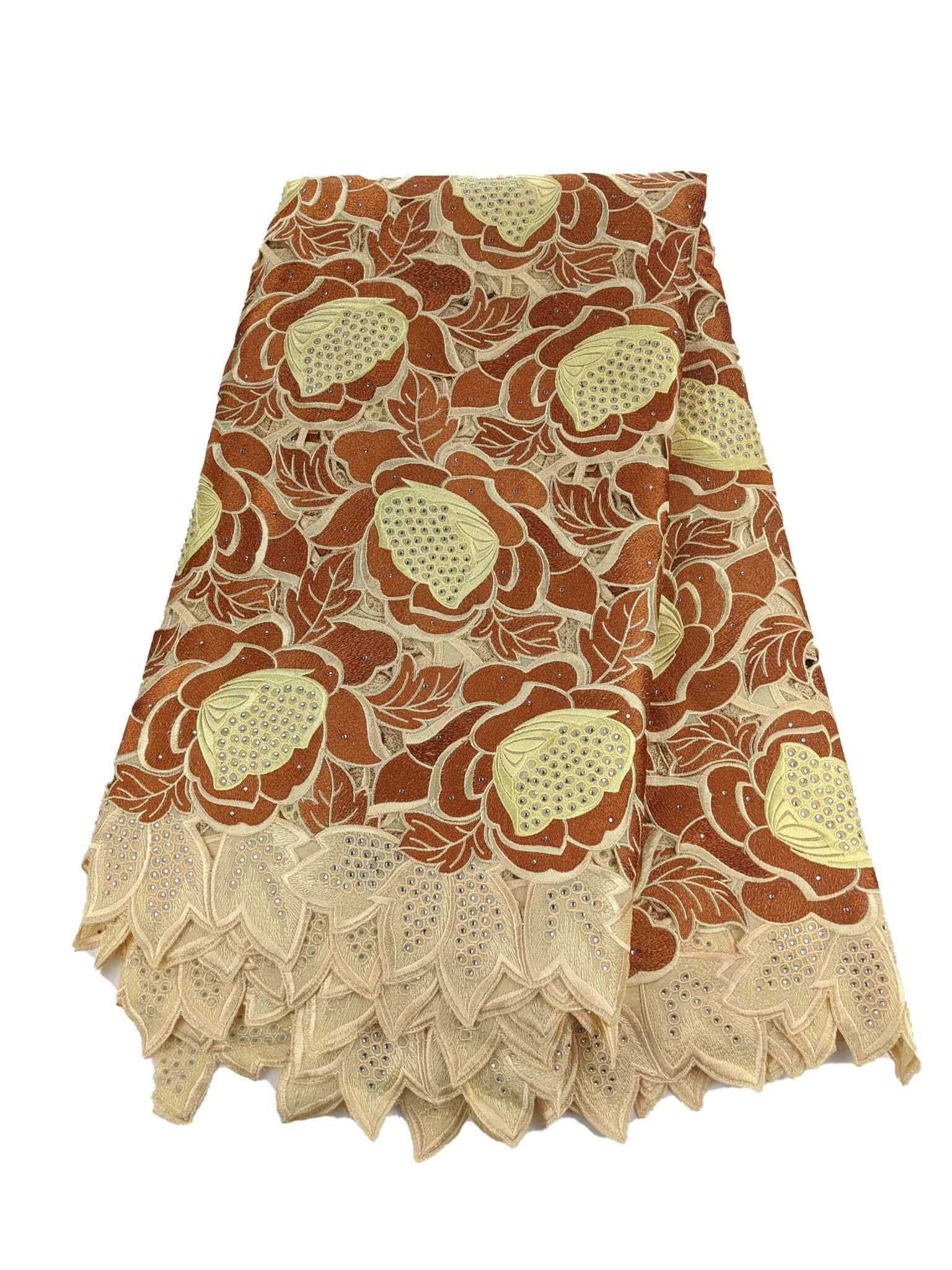 Brown & Gold Exquisite Cotton Lace