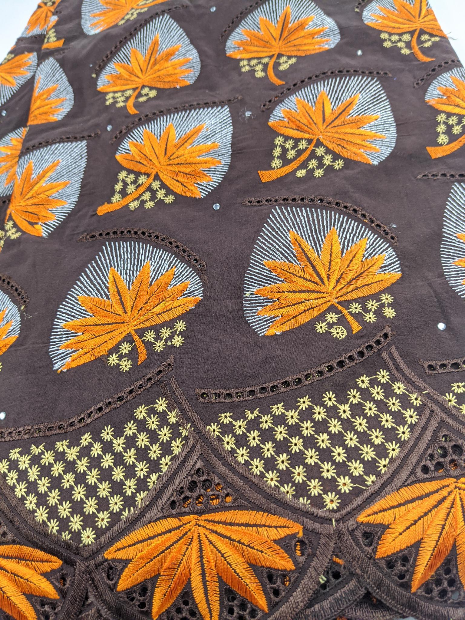 Brown, Orange & Gold Cotton Lace