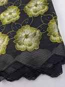 Green & Black Cotton/Dry Lace