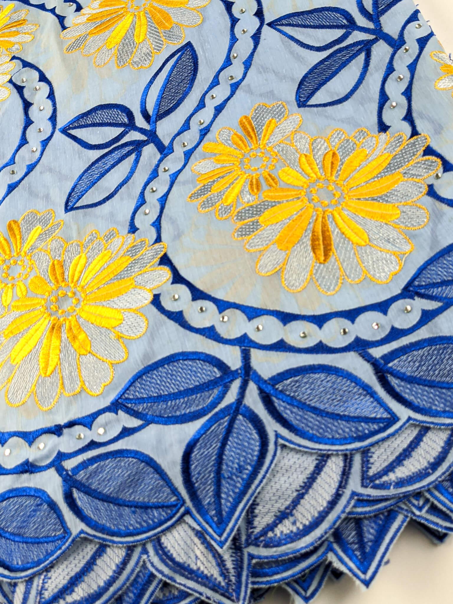 Blue, Silver & Yellow Cotton Lace