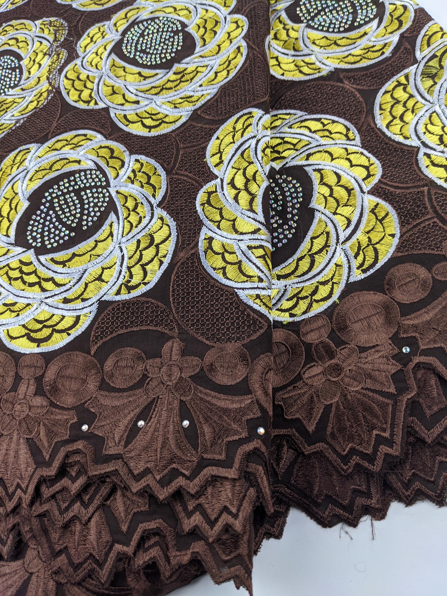 Brown & Gold Cotton Lace