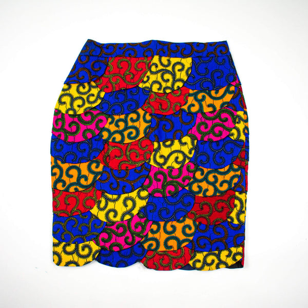 Multicolored Ankara Layered Cut Pencil Skirt