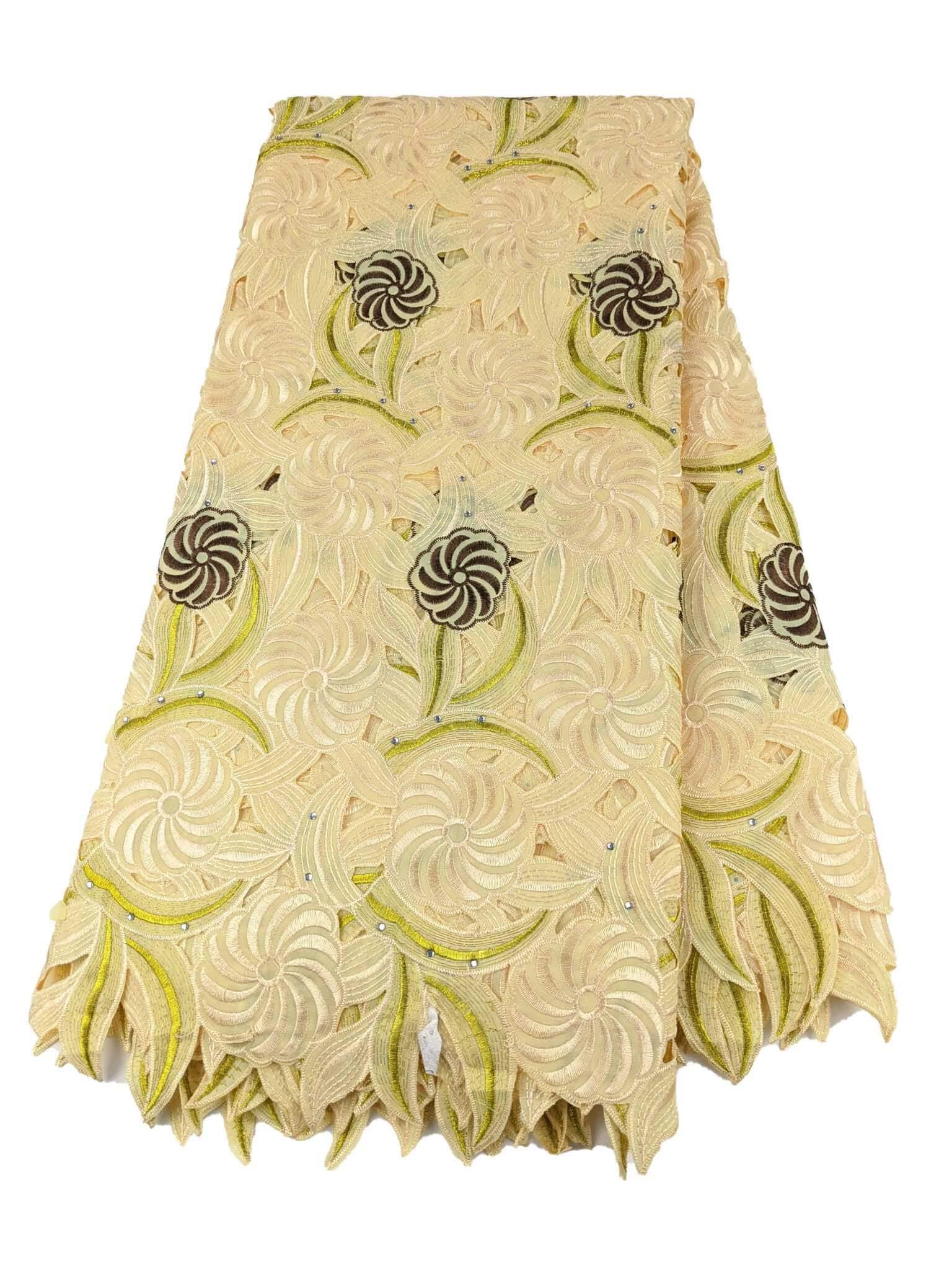 Gold & Brown Handcut Cotton Lace