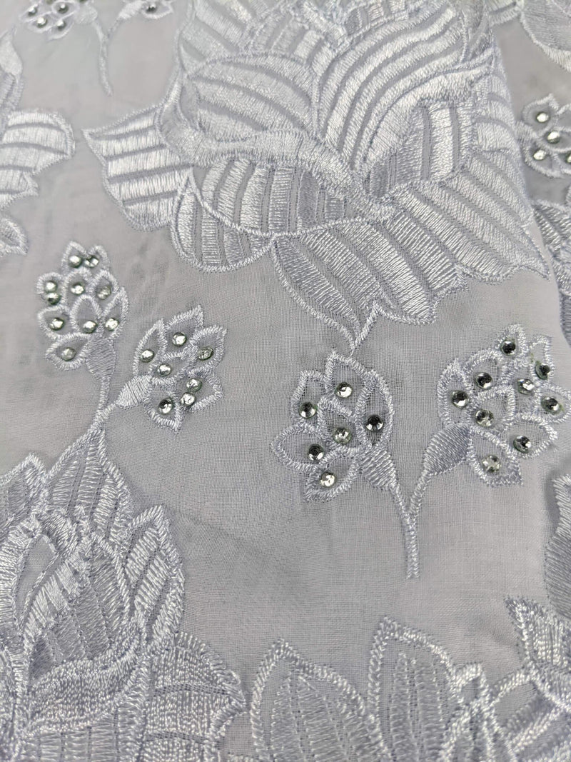 White & Silver Cotton Lace