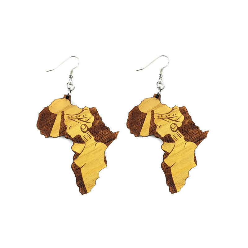 Handmade Wooden Africa Earrings