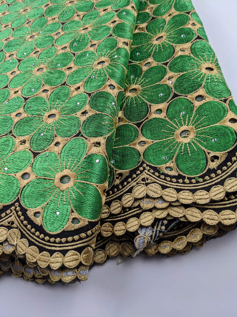Green & Gold Cotton Lace