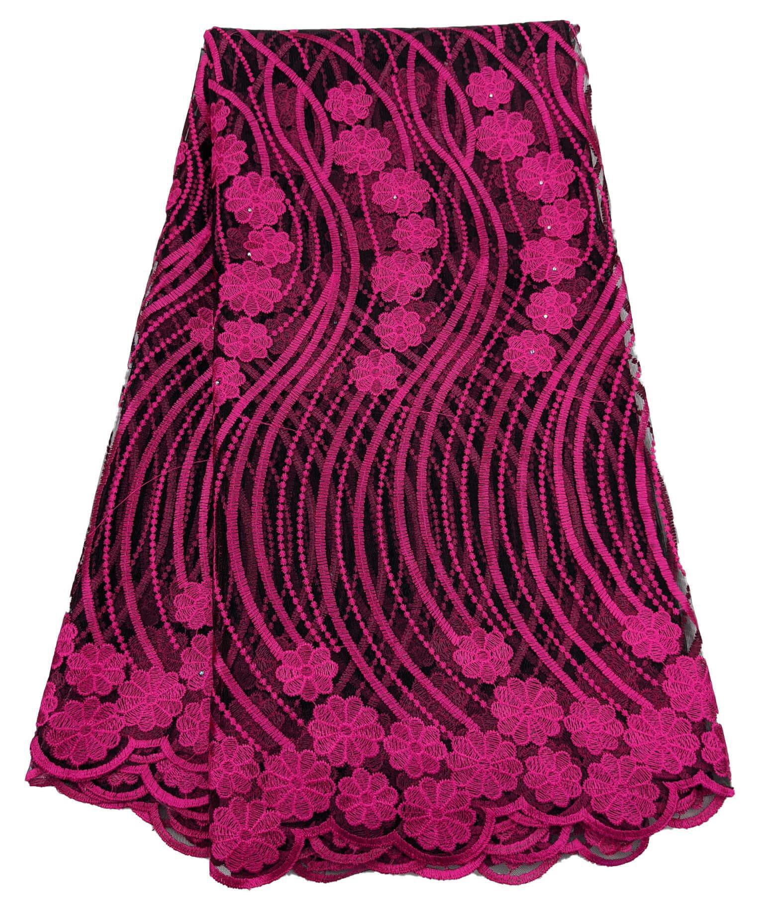 Pink & Black French Net Lace