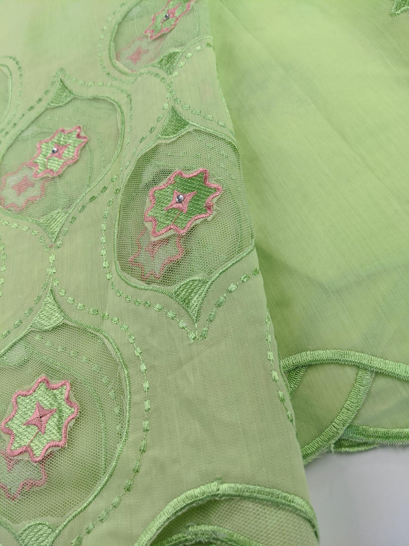 Green & Pink Cotton Lace