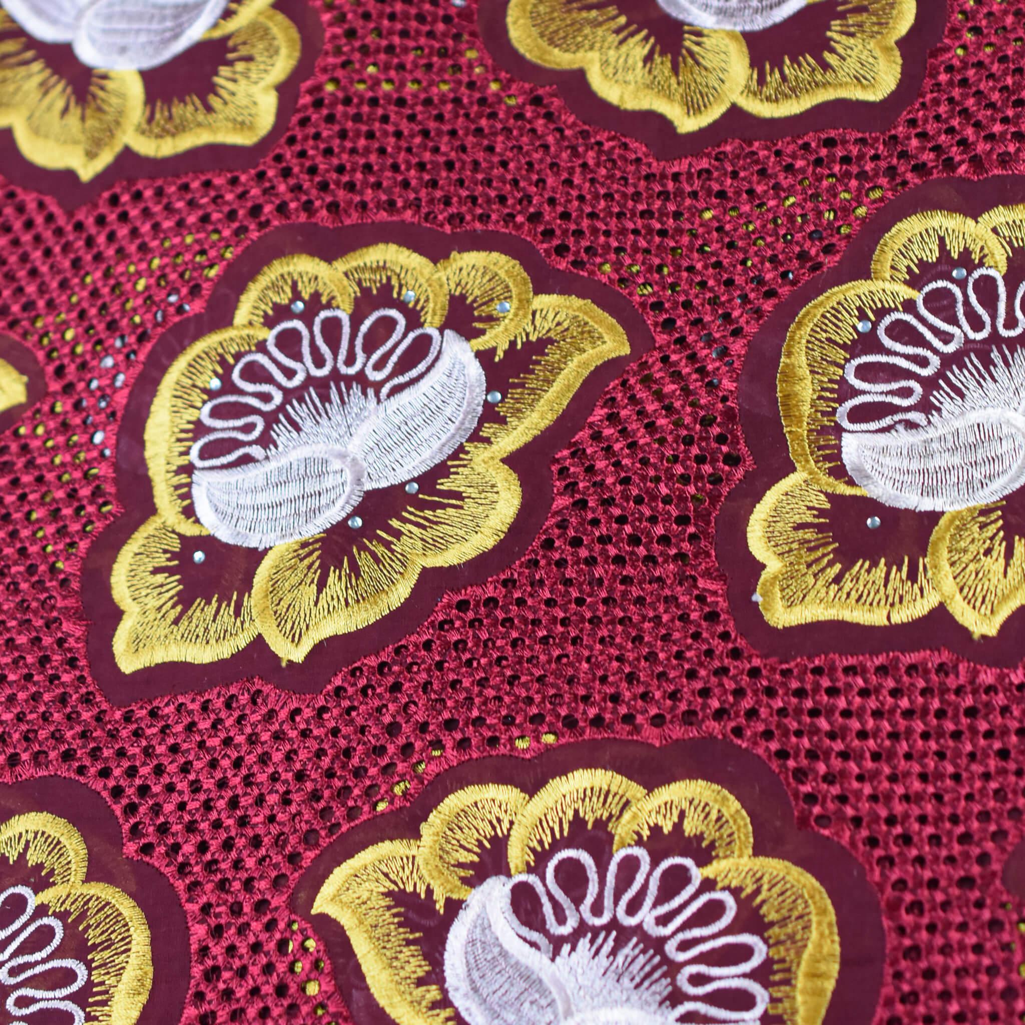 Red & Gold Cotton Lace