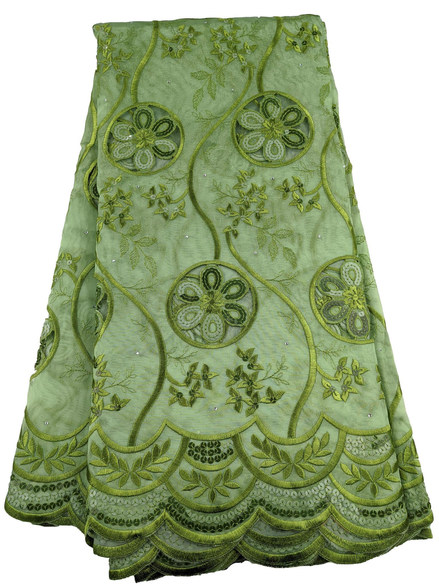 Green Organza Cotton Lace