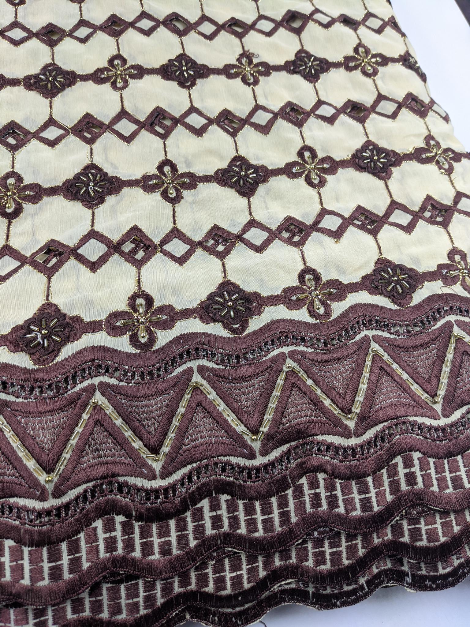 Brown & Gold Cotton Lace