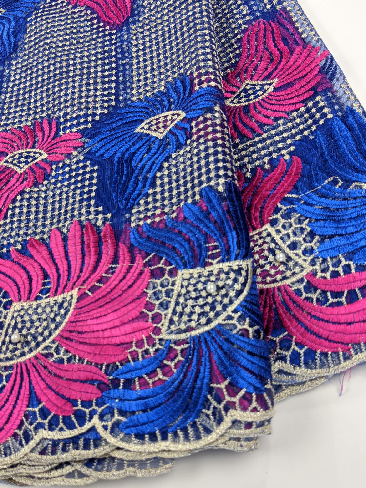 Blue & Pink Net Lace