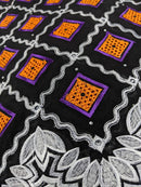 Black, Purple, Silver & Orange Cotton Lace