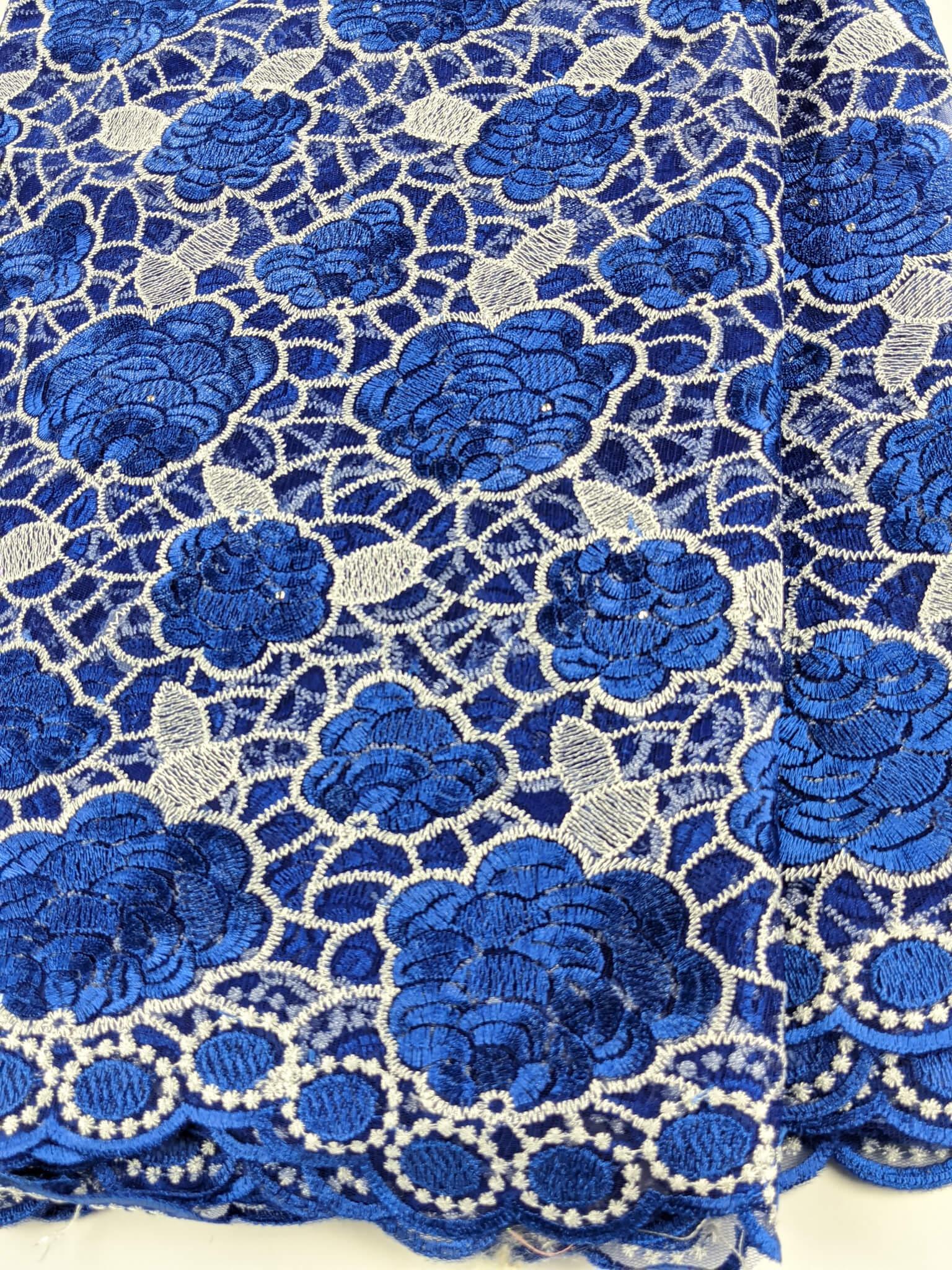 Blue & Silver French Net Lace