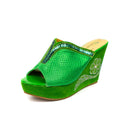 Green Wedge Sandal Slippers