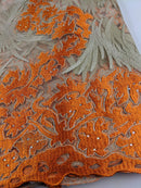 Orange & Gold French Net Lace