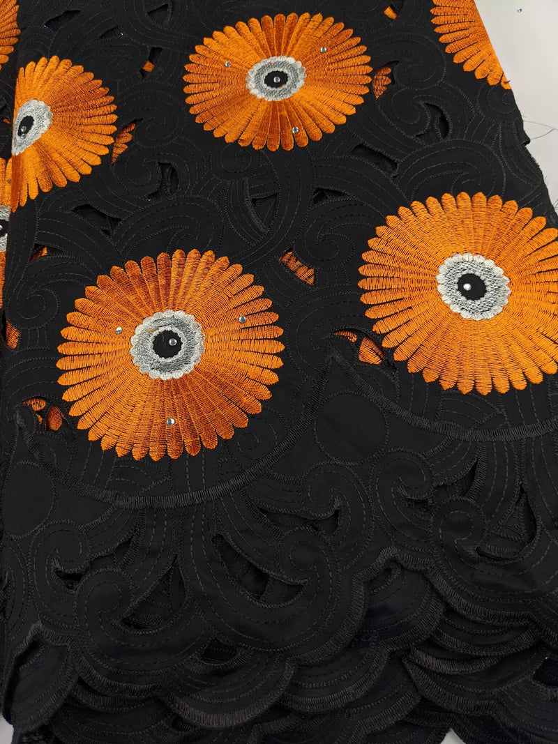 Black & Orange Cotton Lace