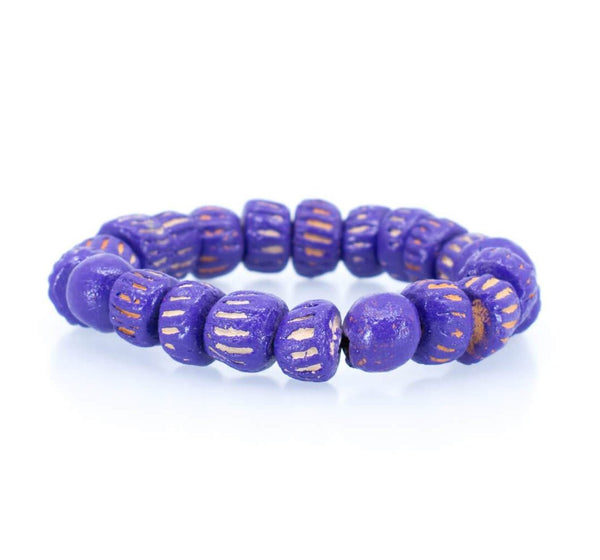 Purple African Clay Bead Bracelet