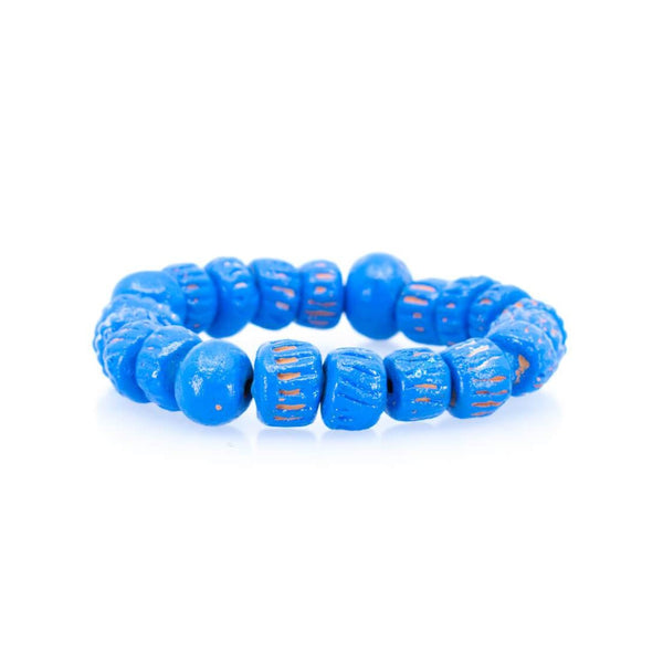 Blue African Clay Bead Bracelet