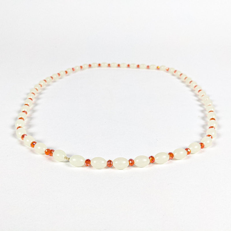 White & Orange Elastic Waist Beads