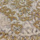 Gold Beaded Net Lace
