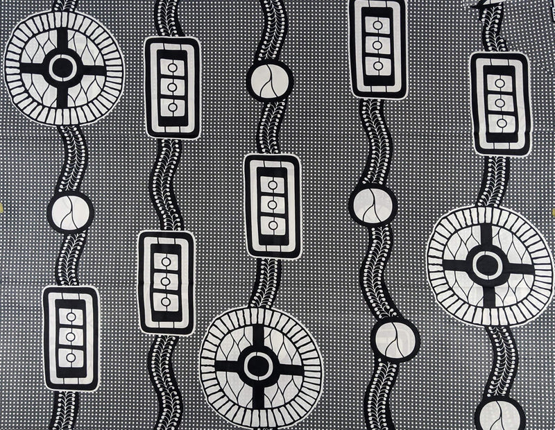 Black and White Chain Link African Wax Fabric