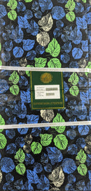 Black , Blue & Green Petal Bazin J.F Textiles
