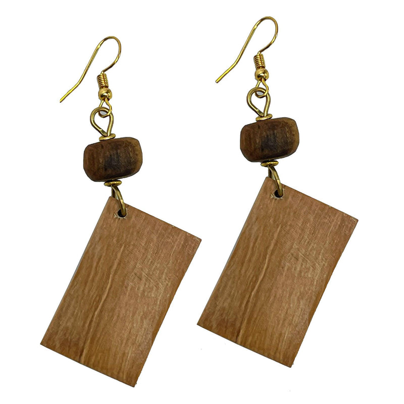 African Square Wooden Earrings