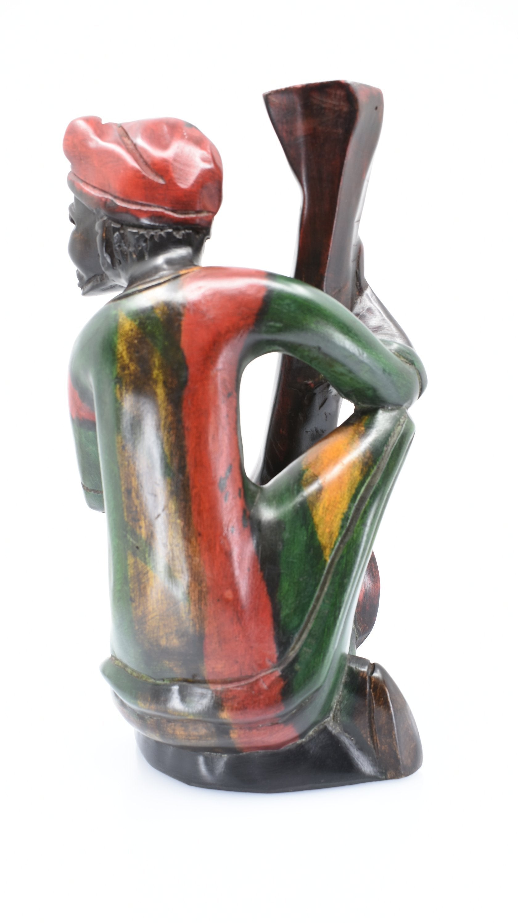 African Guitar Player Woodwork - AFRIKAN ATTIRE - #african_clothing -