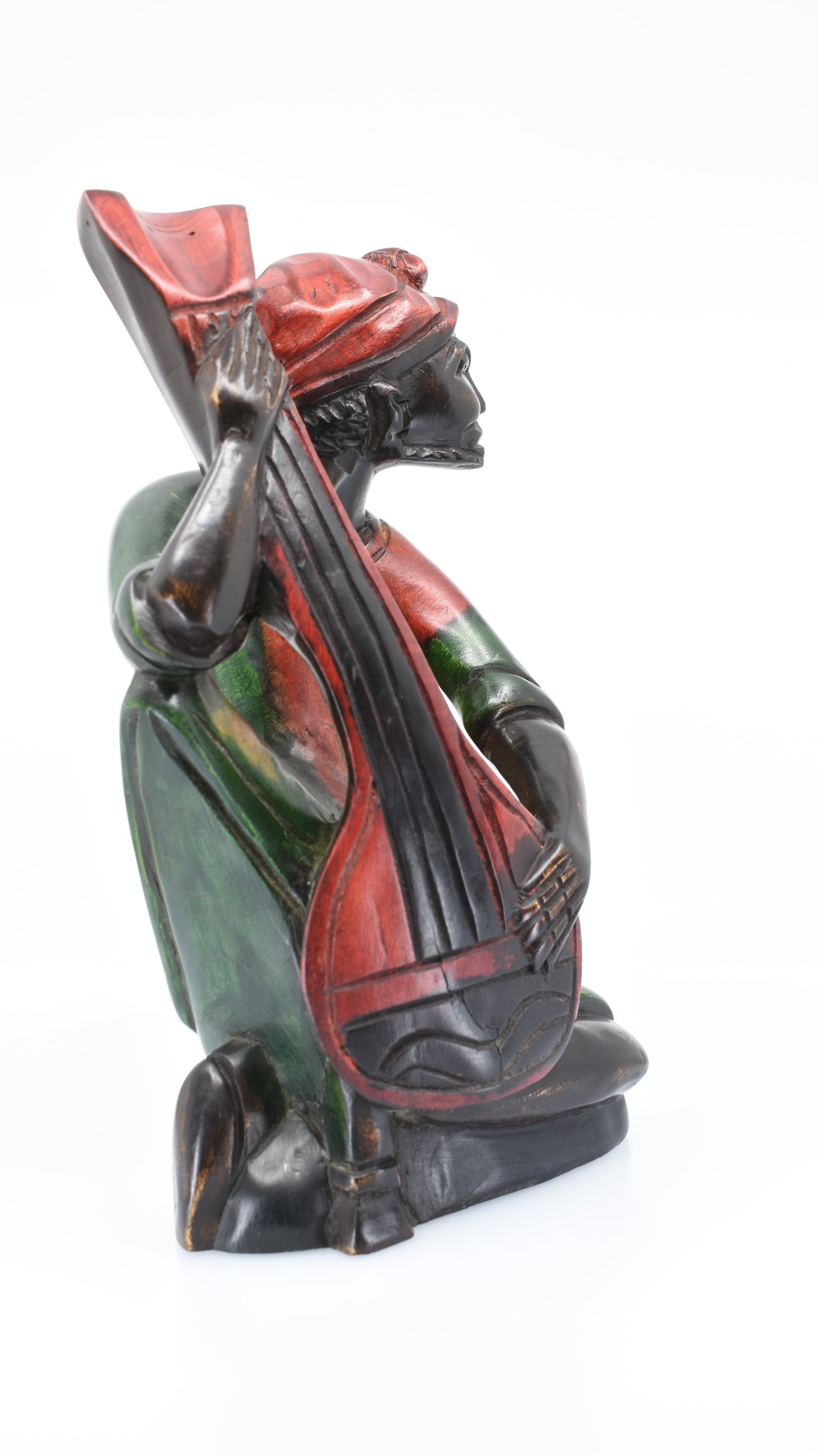 African Guitar Player Woodwork - AFRIKAN ATTIRE - #african_clothing -