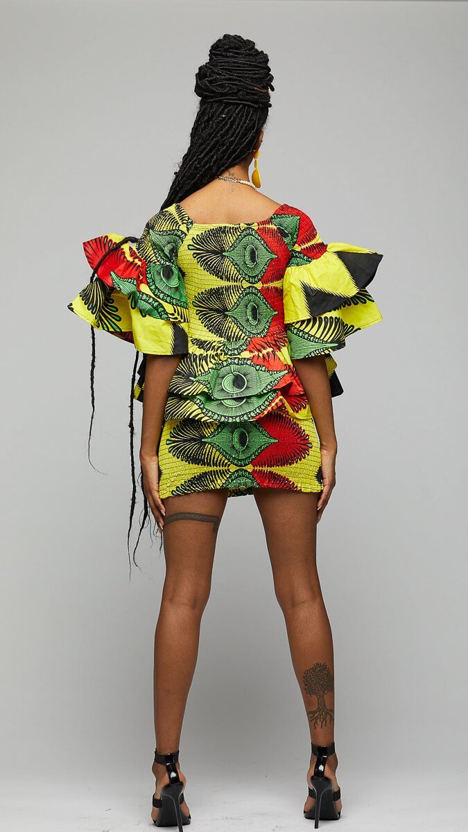 $$Ankara Smoked Suit Skirt & Blouse - AFRIKAN ATTIRE - african_clothing - Apparel - african_attireAFRIKAN ATTIRE - african_fashion