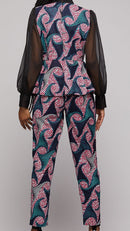 $$Ankara Suit w/Chiffon Sleeves - AFRIKAN ATTIRE - african_clothing - Apparel - african_attireAFRIKAN ATTIRE - african_fashion