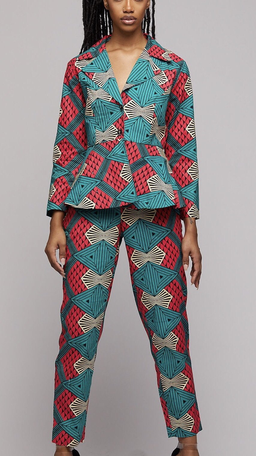 Ankara Suit w/Head wrap - AFRIKAN ATTIRE - #african_clothing -
